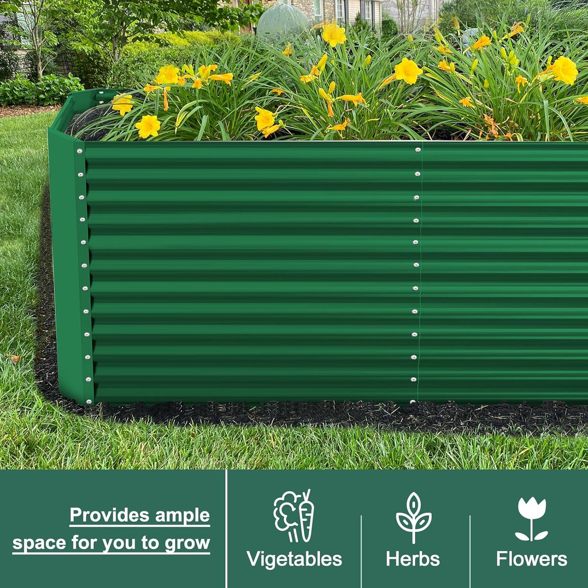Land Guard 6x3x3ft Rectangular Galvanized Raised Garden Beds, Large-Capacity Metal Planter Box
