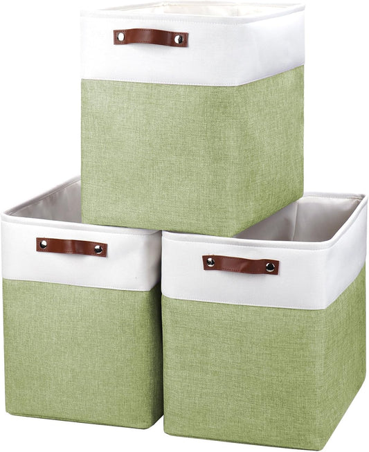 Large Fabric Storage Baskets | 50L Storage Bins, Decorative Linen Closet Baskets with Handles for