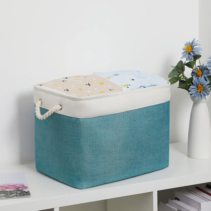 Bidtakay Foldable Storage Bins Set of 2 Tall Cloth Baskets 16" X 11.8" X 11.8" Decorative