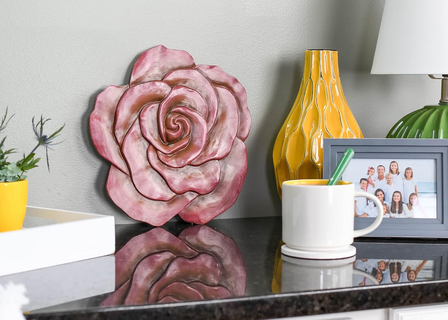 NAT & Jules Rose Flower Shaped Dimensional Indoor Outdoor 12 inch Cast Resin Decorative Garden