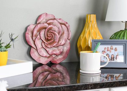 NAT & Jules Rose Flower Shaped Dimensional Indoor Outdoor 12 inch Cast Resin Decorative Garden