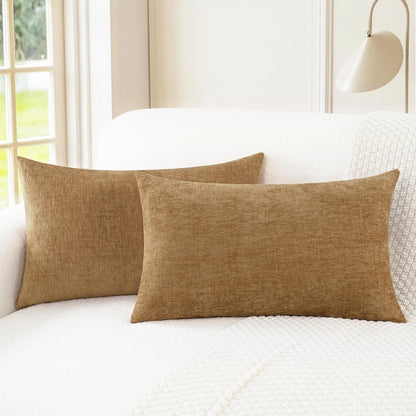 CaliTime Throw Pillow Covers Decorative 16 X 26 Inches Pack of 2 Cozy Chenille Cushion Cases for