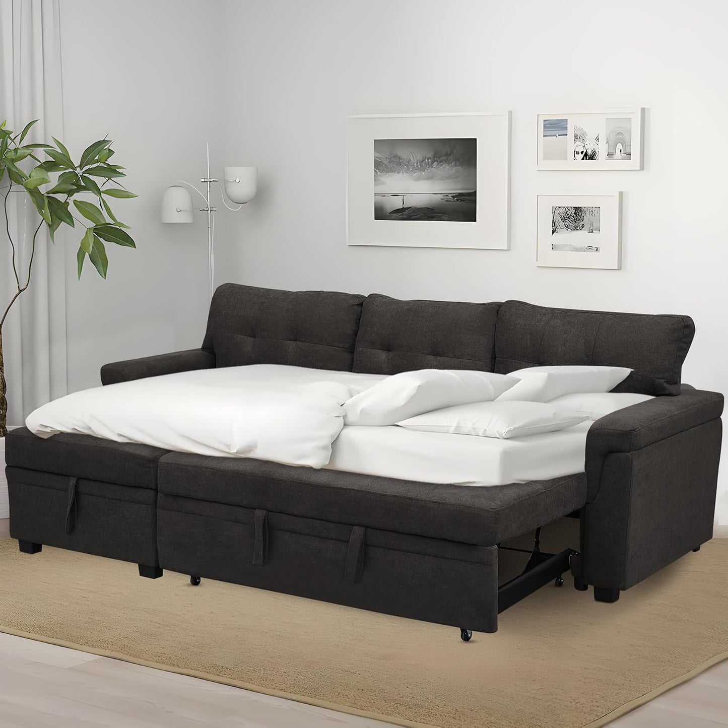 Naomi Home Transform Any Space: Sleeper Sectional Sofa with Convertible Sofa Bed & Inviting Chaise.