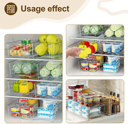 Clear Fridge Organizer, Refrigerator Organizer Bins with Handle, Freezer, Kitchen Cabinet, Pantry