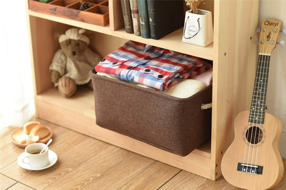 TheWarmHome Decorative Basket Rectangular Fabric Storage Bin Organizer Basket with Handles for