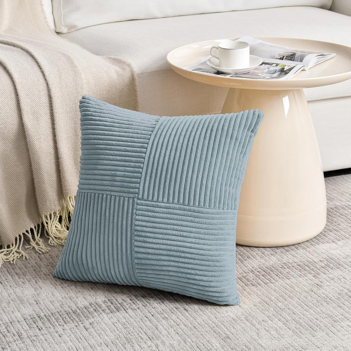 Fancy Homi Set of 2 Light Blue Samll Decorative Throw Pillow Covers 18x18 Inch with for Couch Bed