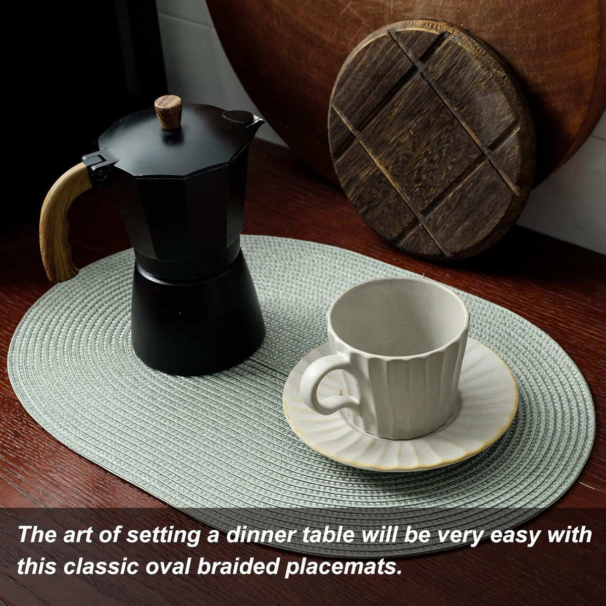 AHHFSMEI Placemats Set of 8 for Dining Table Washable Woven Vinyl Non-Slip 18x12 inches Placemat