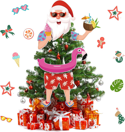 Christmas Tree Topper Hawaii Christmas Decoration Santa Claus Tree Topper Flamingo Ice Cream