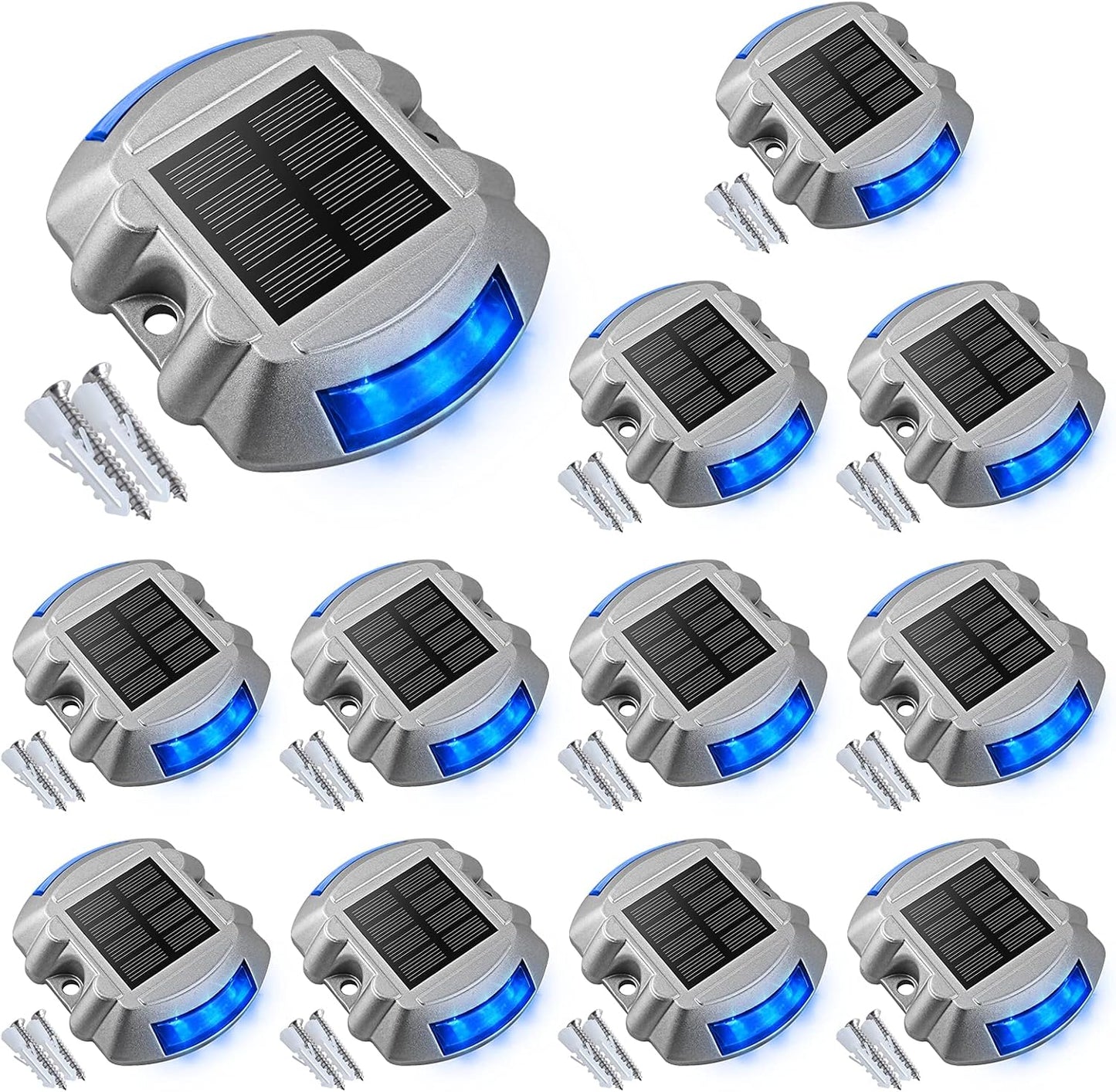 Solar Deck / Dock Lights, VOLISUN 12-Pack Led Wireless IP67 Waterproof Outdoor Warning Step Lights