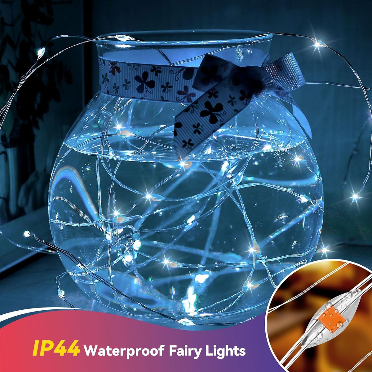 4 Pack 60LED Christmas Fairy Lights Battery Operated - 20FT Twinkle Lights with 2 Lighting Modes