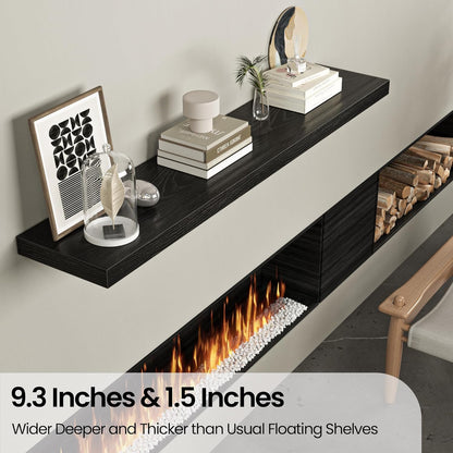 Floating Shelves for Wall, 55"W x 9.3"D x 1.5"H, Long Wooden Wall Mounted Display Shelves with