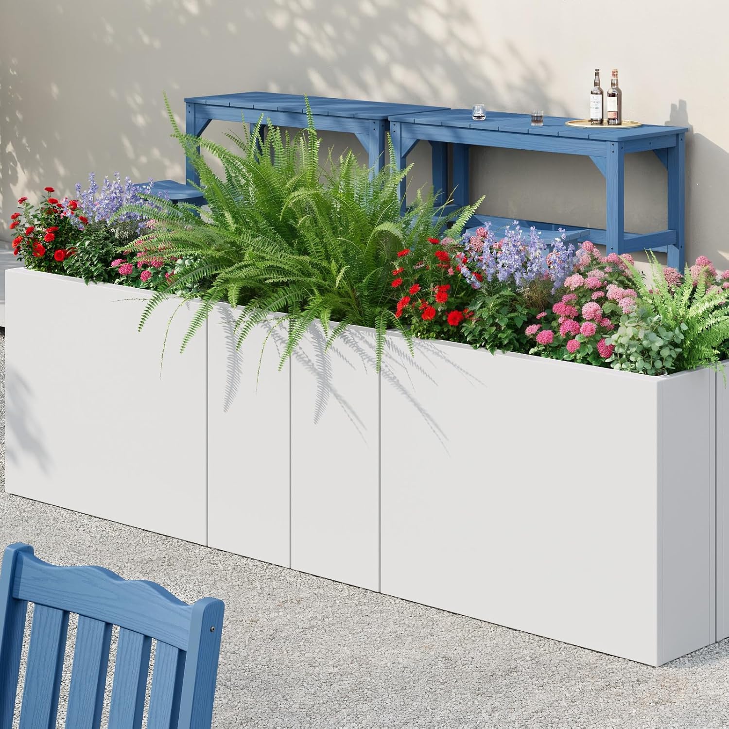 Stoog 38" Large Planters for Outdoor Plants, All-Weather Rectangular Metal Planter Box with