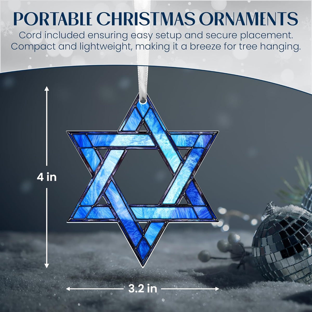 FLAGWIX Hanukkah Gifts for Women Men - Acrylic Christmas Ornaments 2025 - Hanukkah Ornaments for