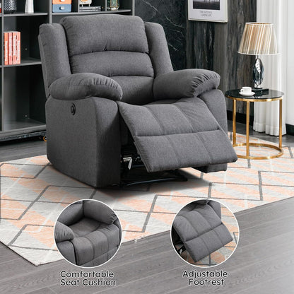 EBELLO Classic Power Recliner Chair, Oversized Electric Reclining Chair with Overstuffed Cushion
