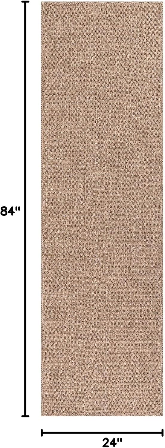 CAMILSON Indoor and Outdoor Runner Rug Natural Solid Boho Woven Design Easy-Cleaning Non Shedding