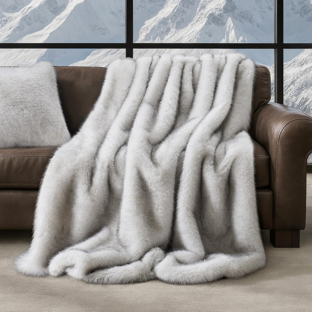 Luxury Faux Fur Throw Blanket, Soft Fluffy Faux Mink Blankets for Bed, Couch, Sofa, Thick Cozy