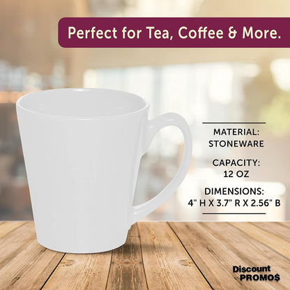 DISCOUNT PROMOS Glossy Ceramic Latte Coffee Mug 12 oz. Set of 10, Bulk Pack - Perfect for Tea