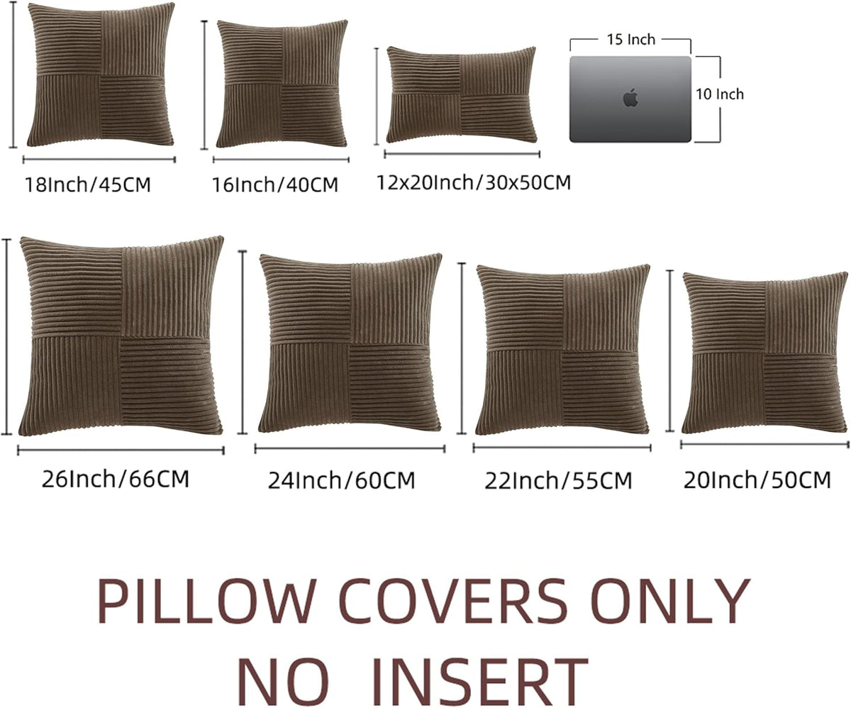 Fancy Homi 2 Packs Dark Brown Decorative Throw Pillow Covers 22x22 Inch for Living Room Couch Bed