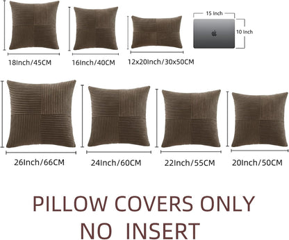 Fancy Homi 2 Packs Dark Brown Decorative Throw Pillow Covers 22x22 Inch for Living Room Couch Bed