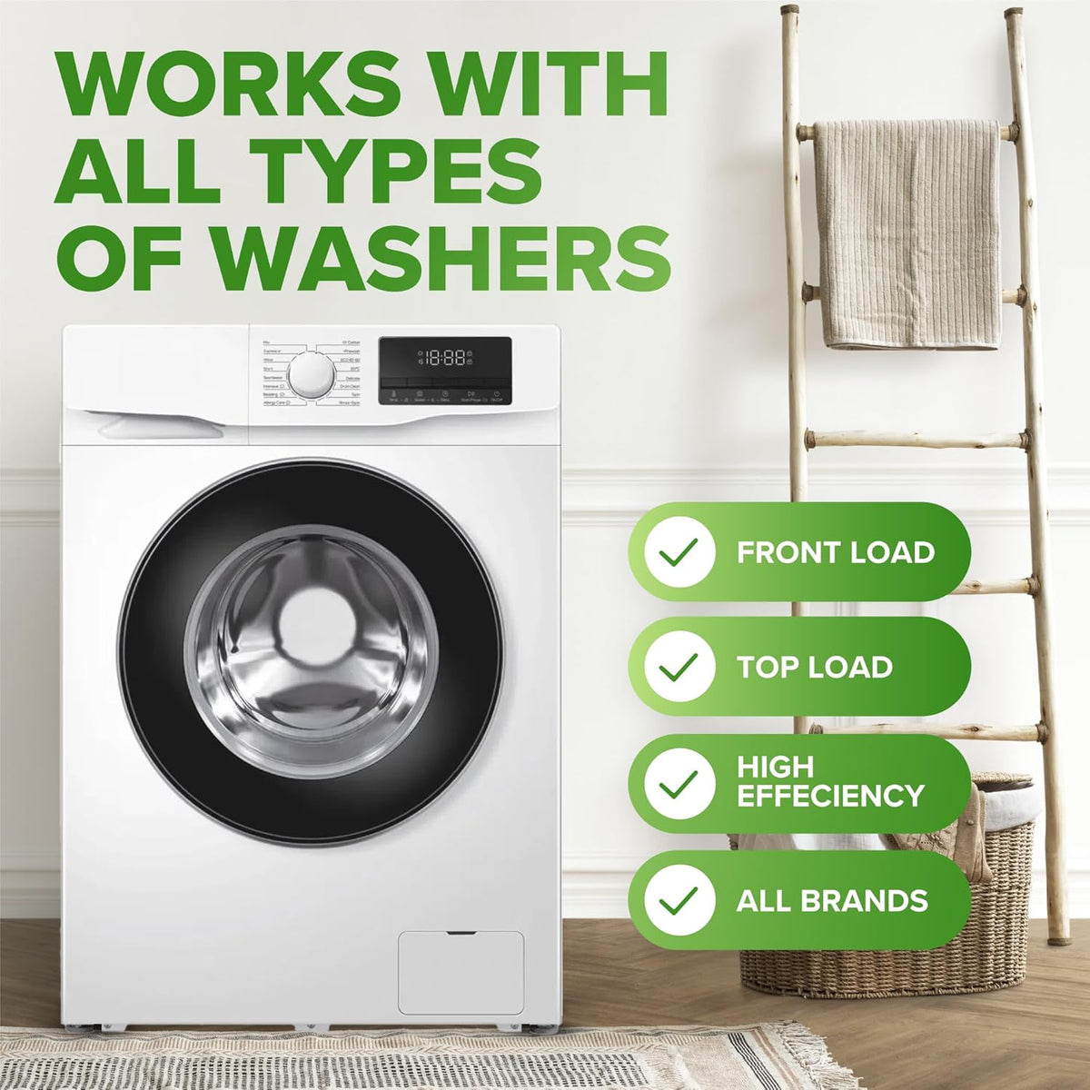 Heavy Duty Washing Machine Cleaner and Descaler - Deep Cleaning Tablets For Front Load or Top Load
