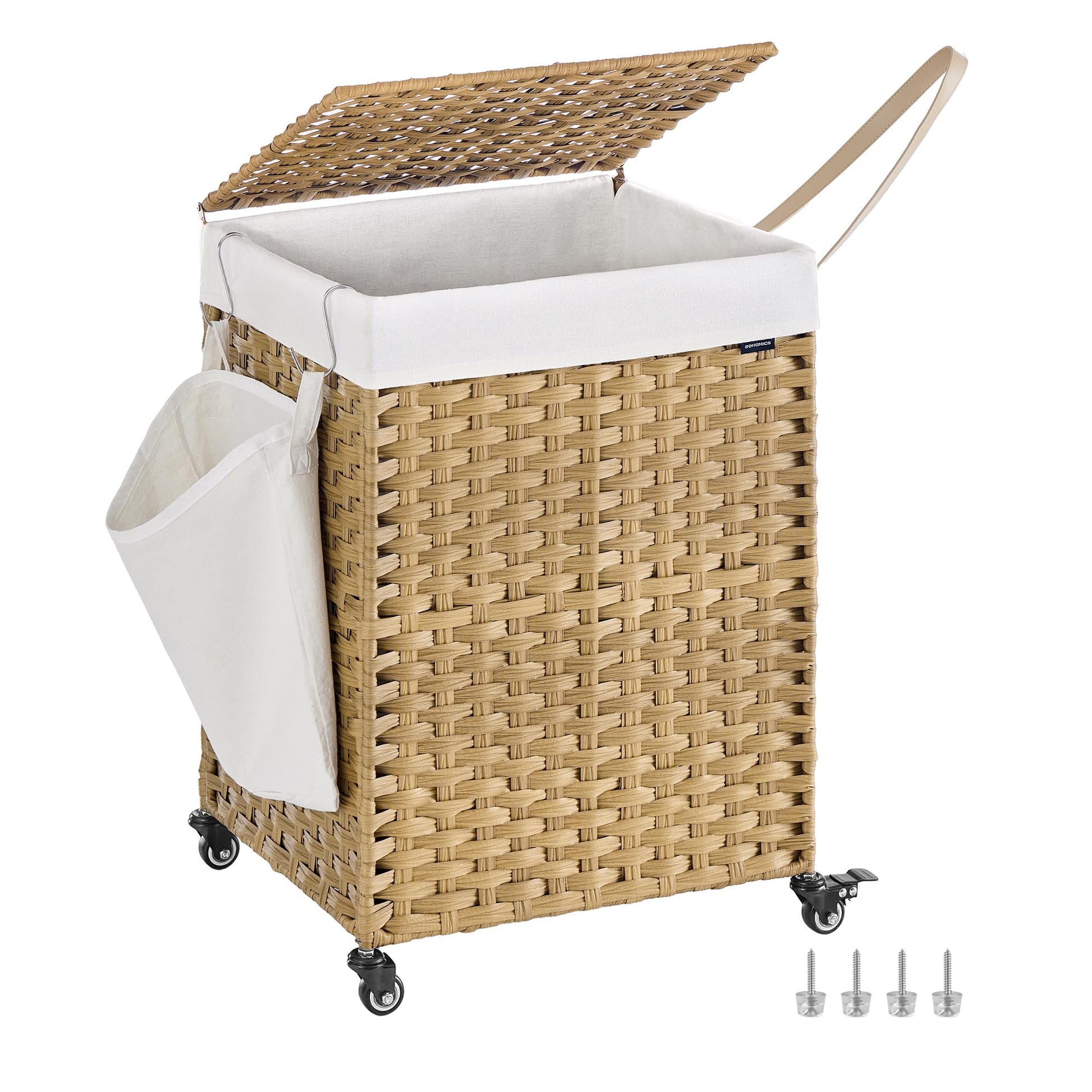 SONGMICS Laundry Hamper with Lid, 31.7 Gallons (120 L), Rolling Laundry Basket with Wheels