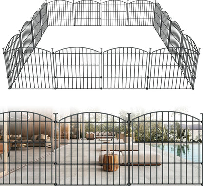 10 Panels Garden Fence Dog Fence Outdoor for Yard, 24in H x 20ft L Rustproof Metal Fencing with
