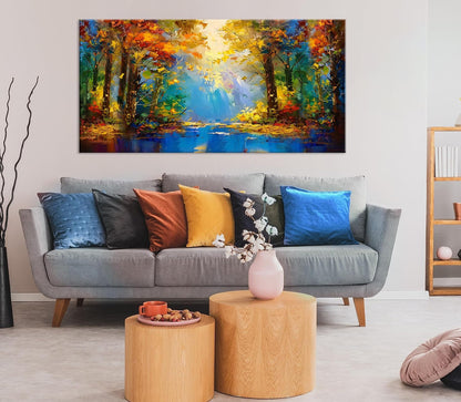 LASMOND Beautiful Colorful Forest Scenery Landscape Wall Art Decor Artwork for Bedroom Living Room
