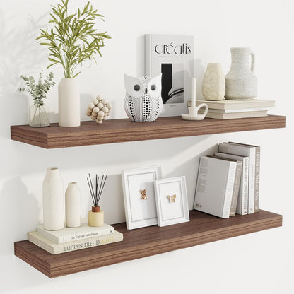 36 Inch Floating Shelves, 9.3 Inch Deep Rustic Wall Shelves - Extra Deeper Wall Mounted Storage