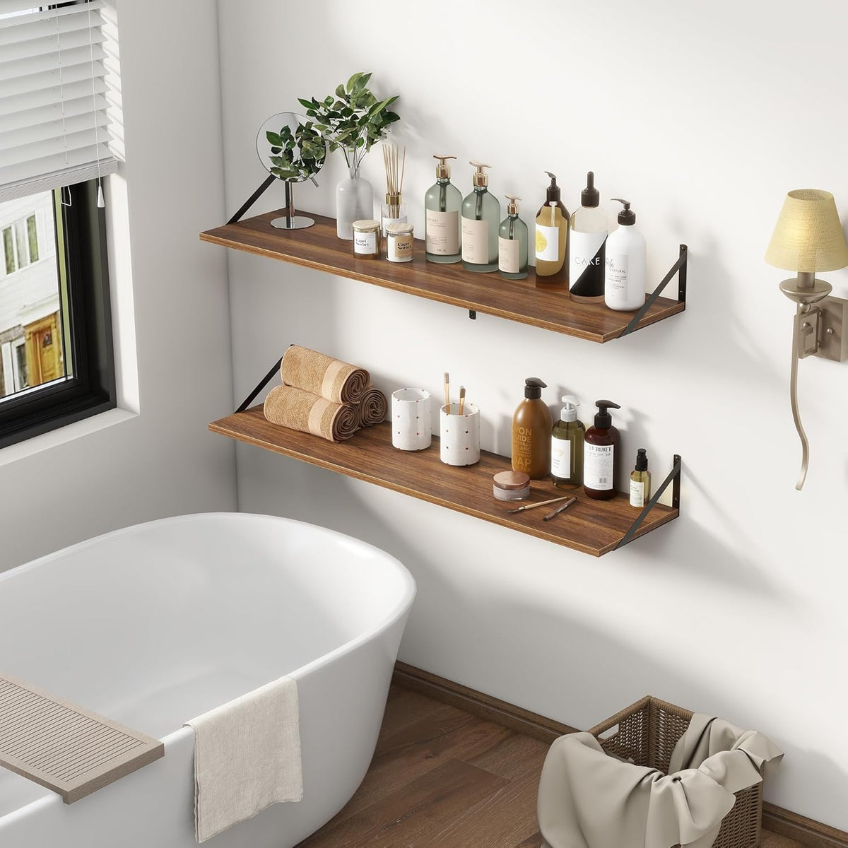 12 Inch Deep Floating Shelves,48W x 12D Floating Shelves, Deep Wall Shelves Bracket Set of 2, Large