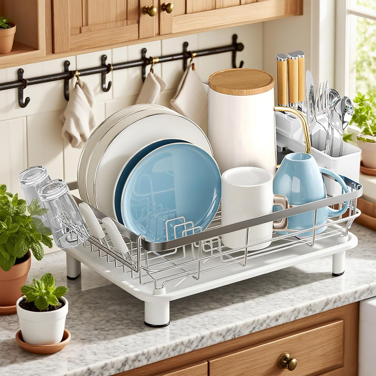 MOUKABAL Dish Drying Rack - Stainless Steel Dish Rack, Dish Racks for Kitchen Counter, Drying Rack