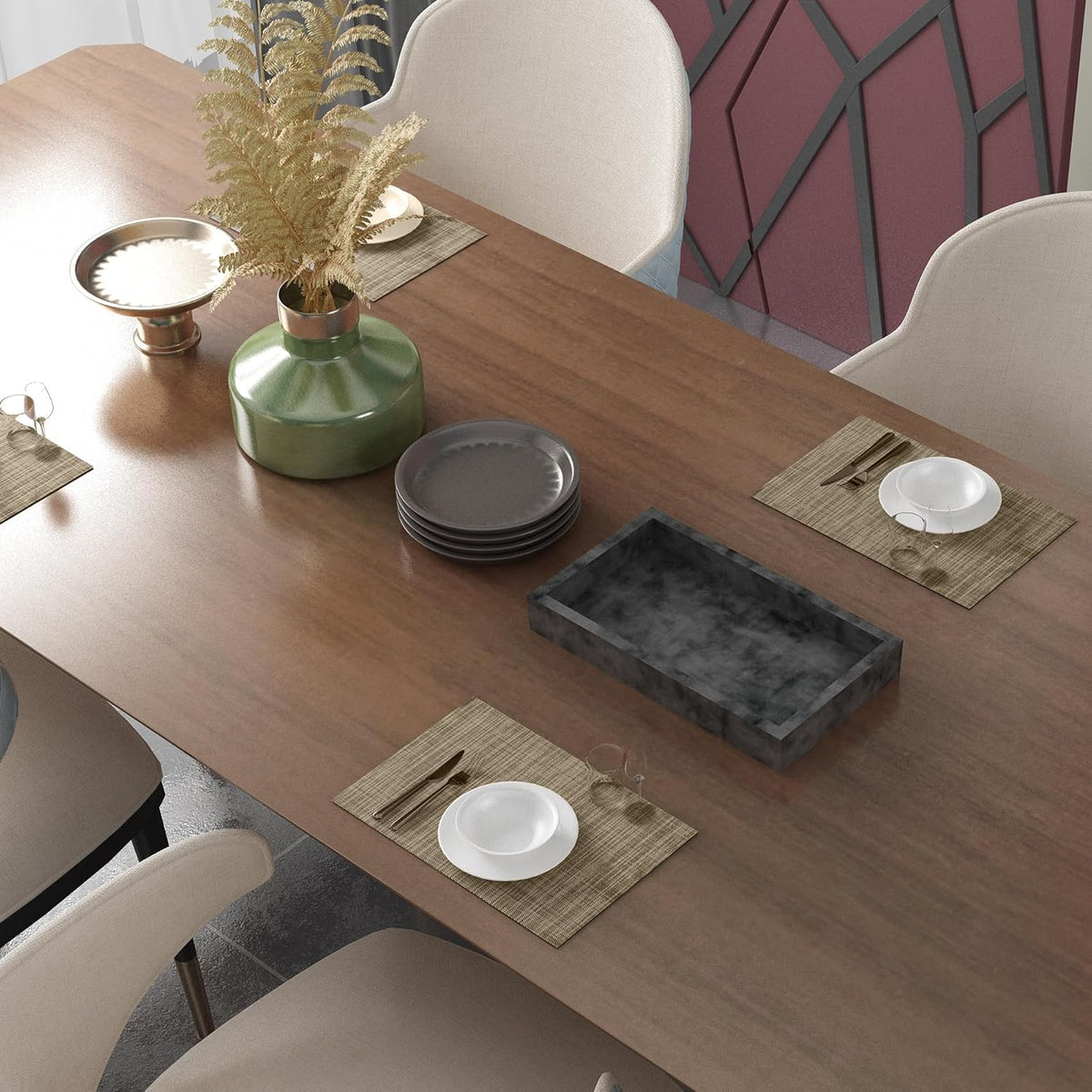 CADONO Placemats Set of 4 Washable Indoor/Outdoor Vinyl Place Mats for Dining Table Durable