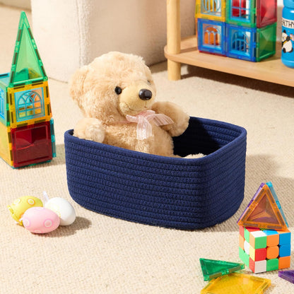 Small Storage Baskets for Organizing | Closet Organizer Bins | Shelf Toy Basket | Woven Rope