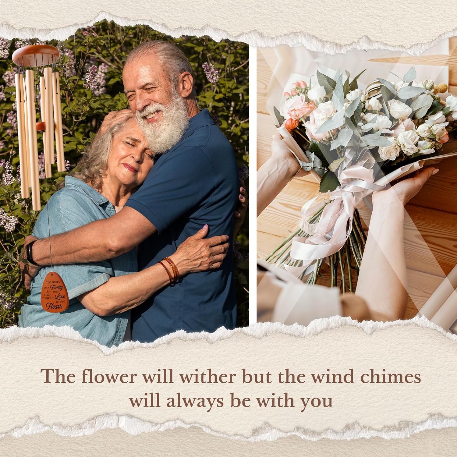 60th Wedding Anniversary Wind Chime, Happy 60th Anniversary Romantic Gifts for Couple, Parents