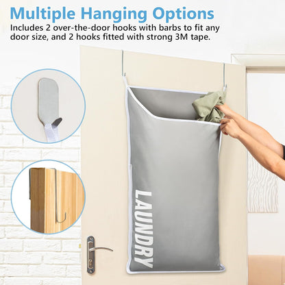 Hanging Laundry Hamper Bag XL 40x22", Space Saving over the Door Storage Bags, Behind the Door