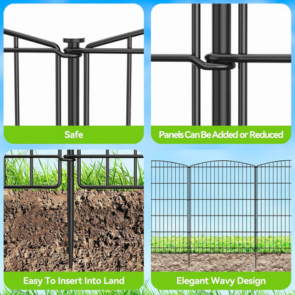 INJOPEXI Decorative Garden Fence 12 Panels 23.6ft (L)×36in (H) Garden Fences with 12 Panels
