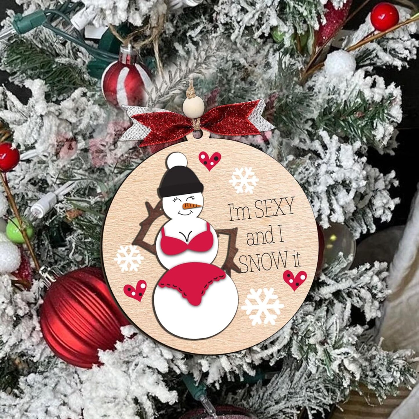 Funny Holiday Ornament 2025 – Wooden Christmas Tree Decoration for Adults - Exchange Funny