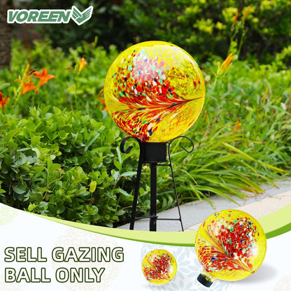 VOREEN 10-Inch Glass Gazing Ball, Outdoor Gazing Globe, Reflective Ball Yard Decoration for Homes
