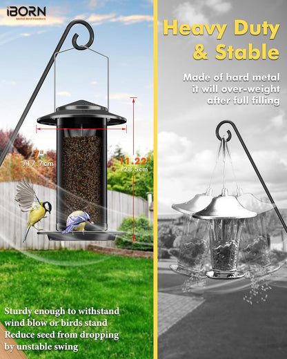 iBorn Bird Feeders for Outdoors, All Metal Mesh Tube, Holding Bird Seed for Outside Feeders,18cm