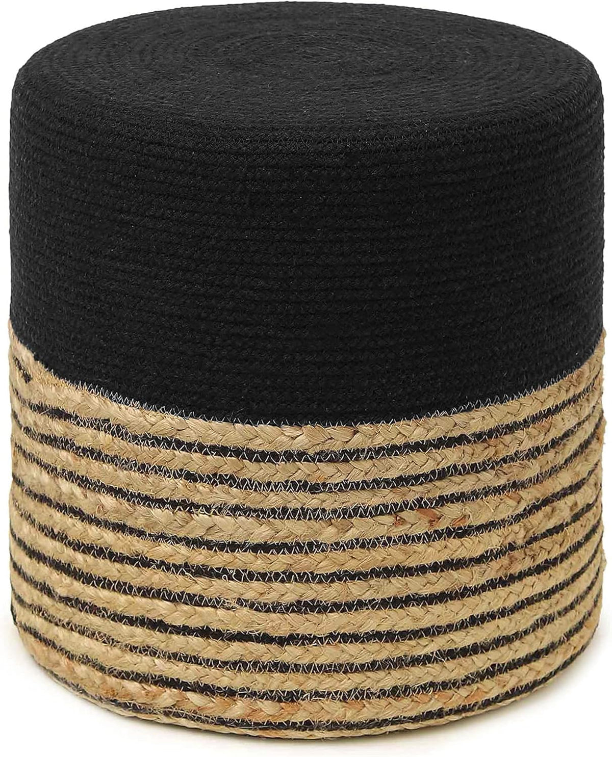 REDEARTH · Cylindrical Pouf Ottoman - Braided Pouffe Accent Sitting Round Footrest for Living Room