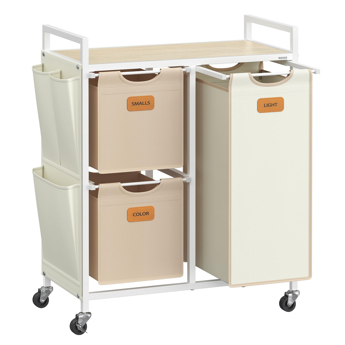 VASAGLE Laundry Hamper with 3 Compartments, 26.4 Gal. (100 L) Laundry Sorter, Rolling Laundry Cart
