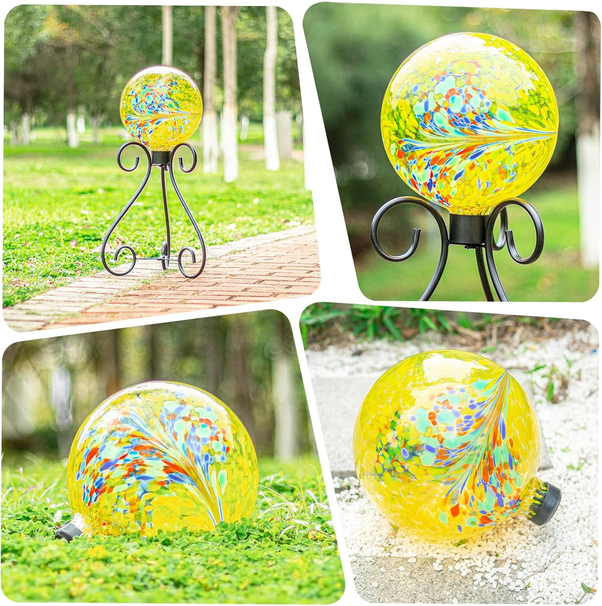 VCUTEKA Gazing Ball, Glass Gazing Balls Sphere for Garden Lawn Outdoor Ornament Yard Decorative