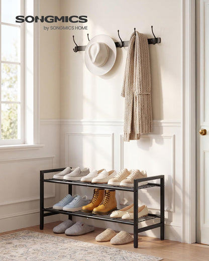 SONGMICS Metal Shoe Rack, Free Standing Shoe Organizer for Entryway Closet Garage Small Spaces