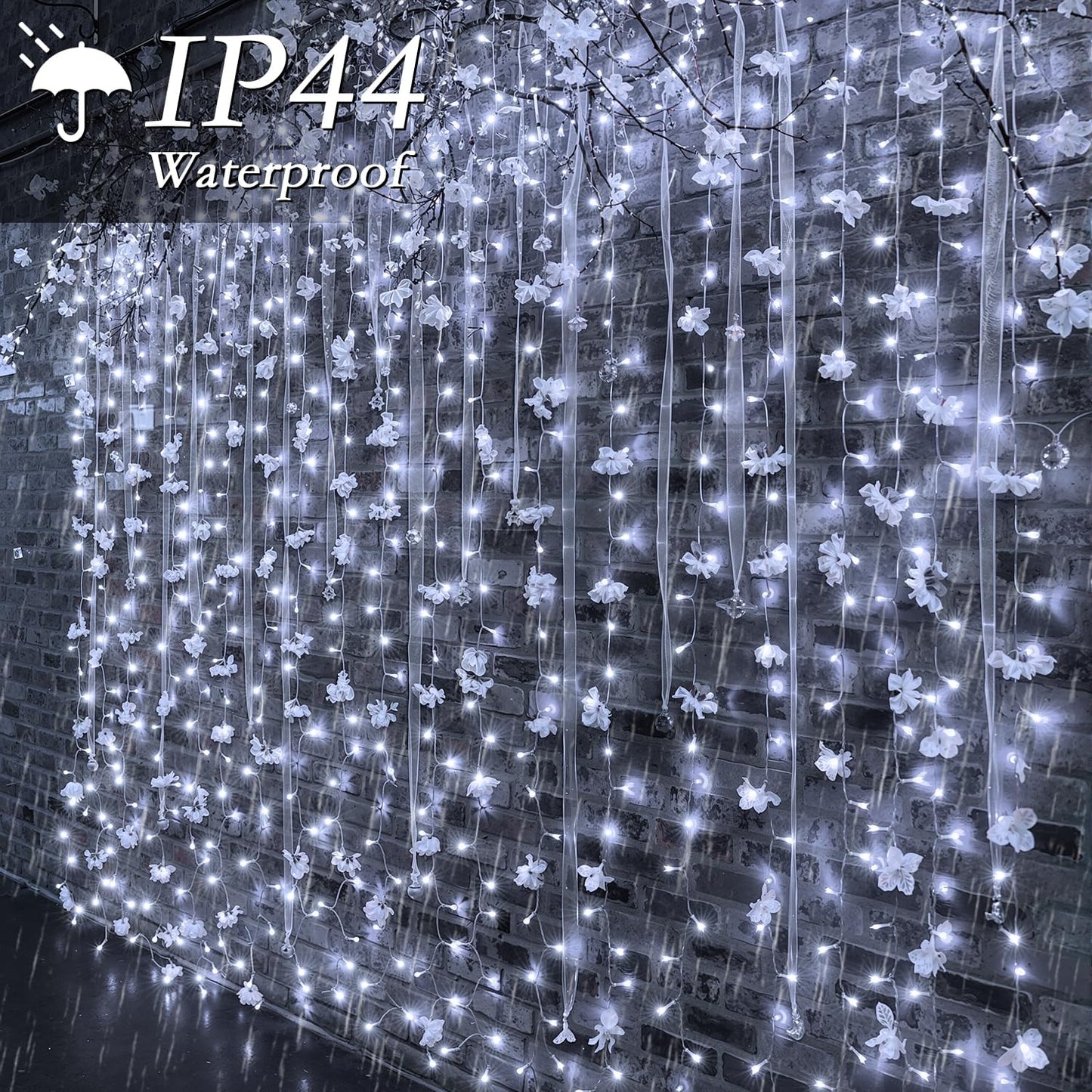 300 LED Curtain String Lights 9.8FT Plug in Fairy Lights with Timer and 8 Modes, Waterproof Window