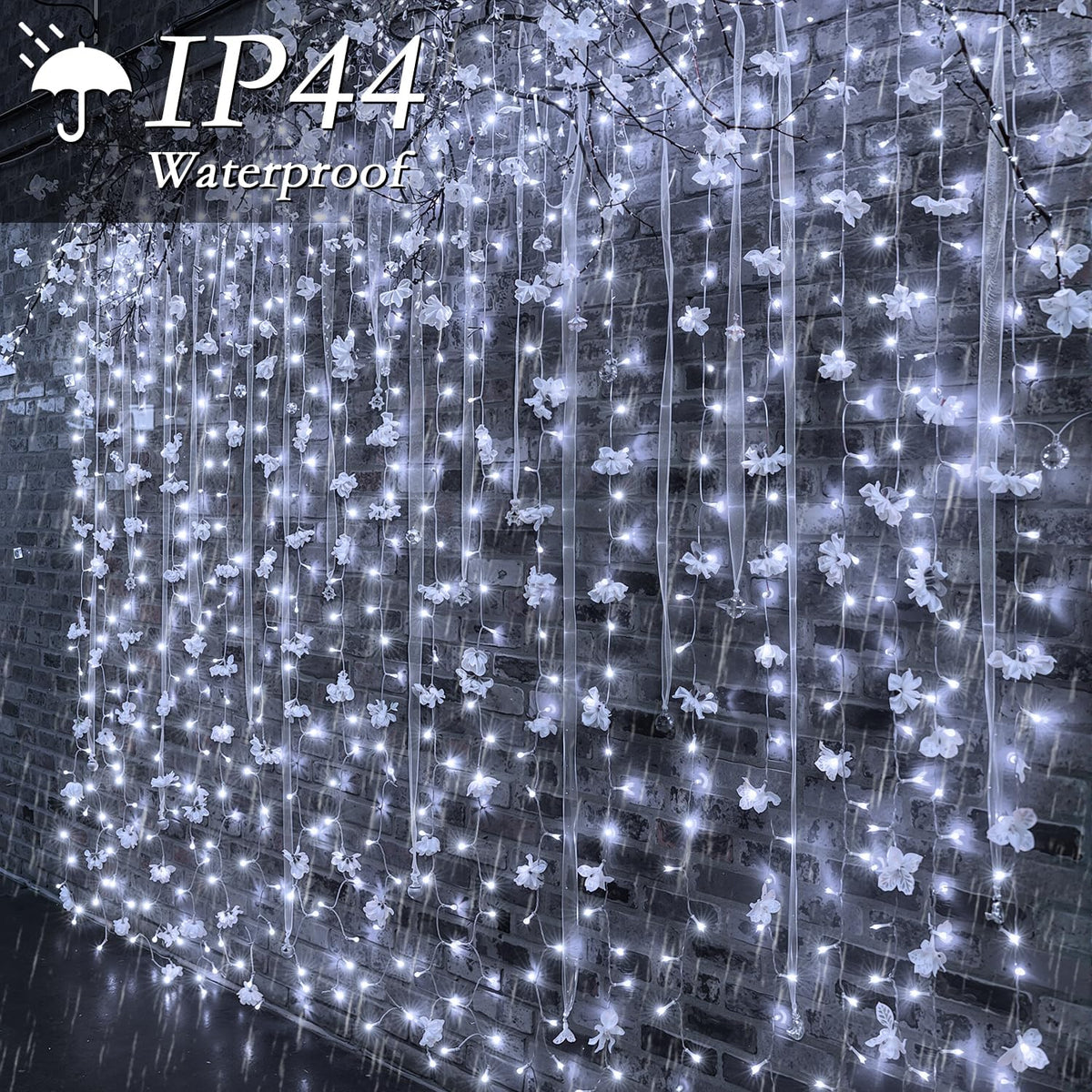 200 LED Curtain String Lights 9.8 * 6.6FT Plug in Fairy with Timer and 8 Modes, Waterproof Window