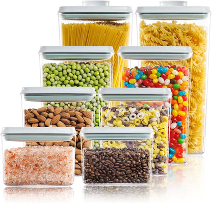 Pop Top Food Storage Containers - 8 Pack BPA-Free Pantry Organizers with Airtight Lids, Food-Grade