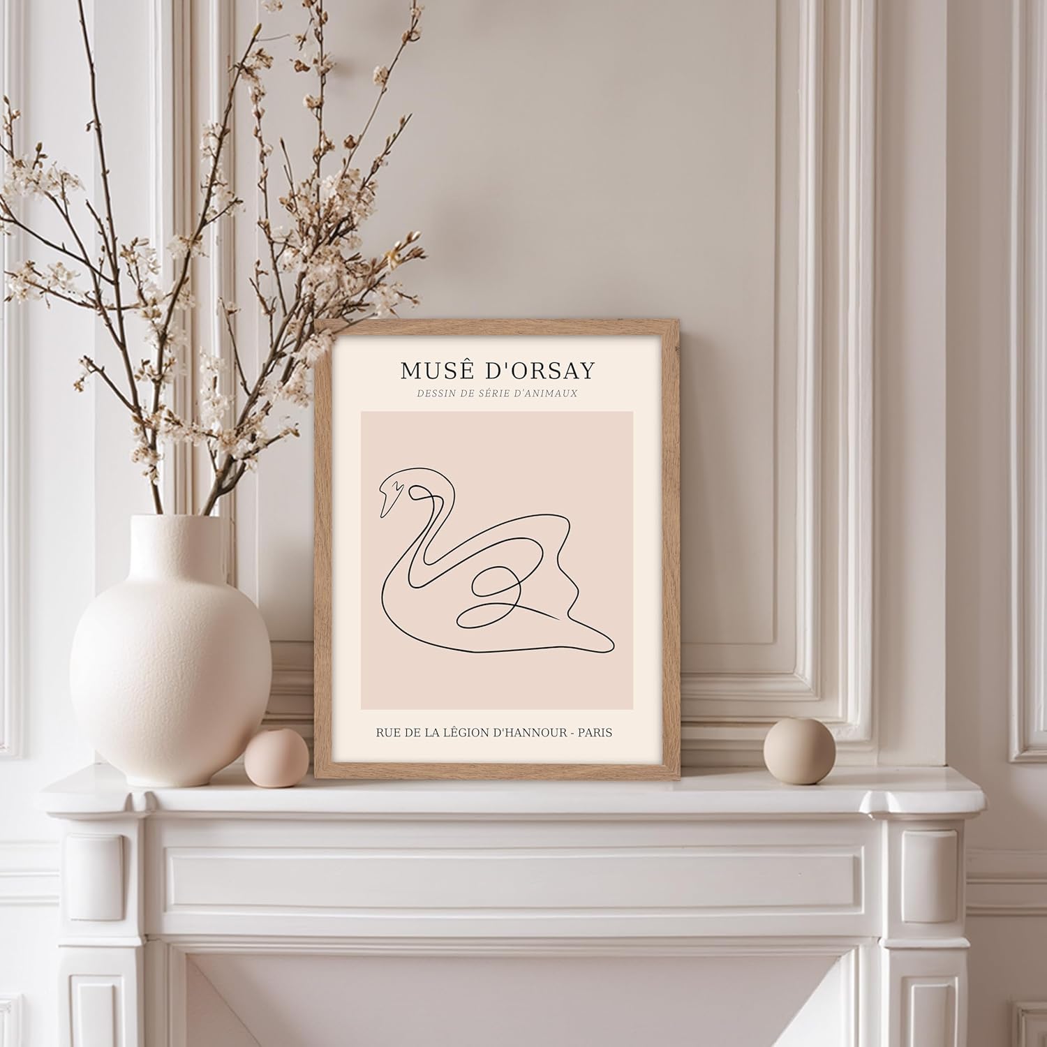 Poster Master Vintage Poster - Retro One Line Swan Drawing Print - Swan Art - Bird Art - Minimal