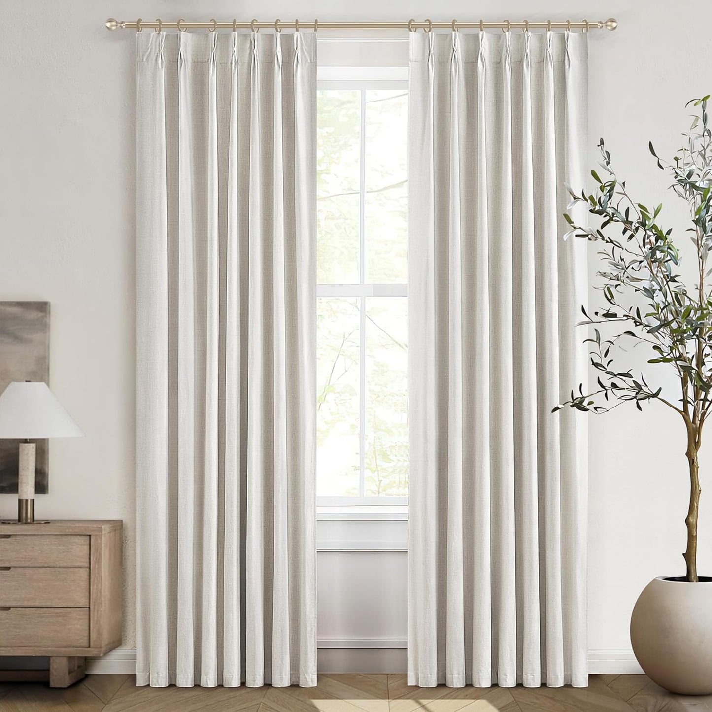 Neutral 86 Inch Nursery Blackout Window Curtains for Bedroom 86 Inches Long, Thermal Curtains for