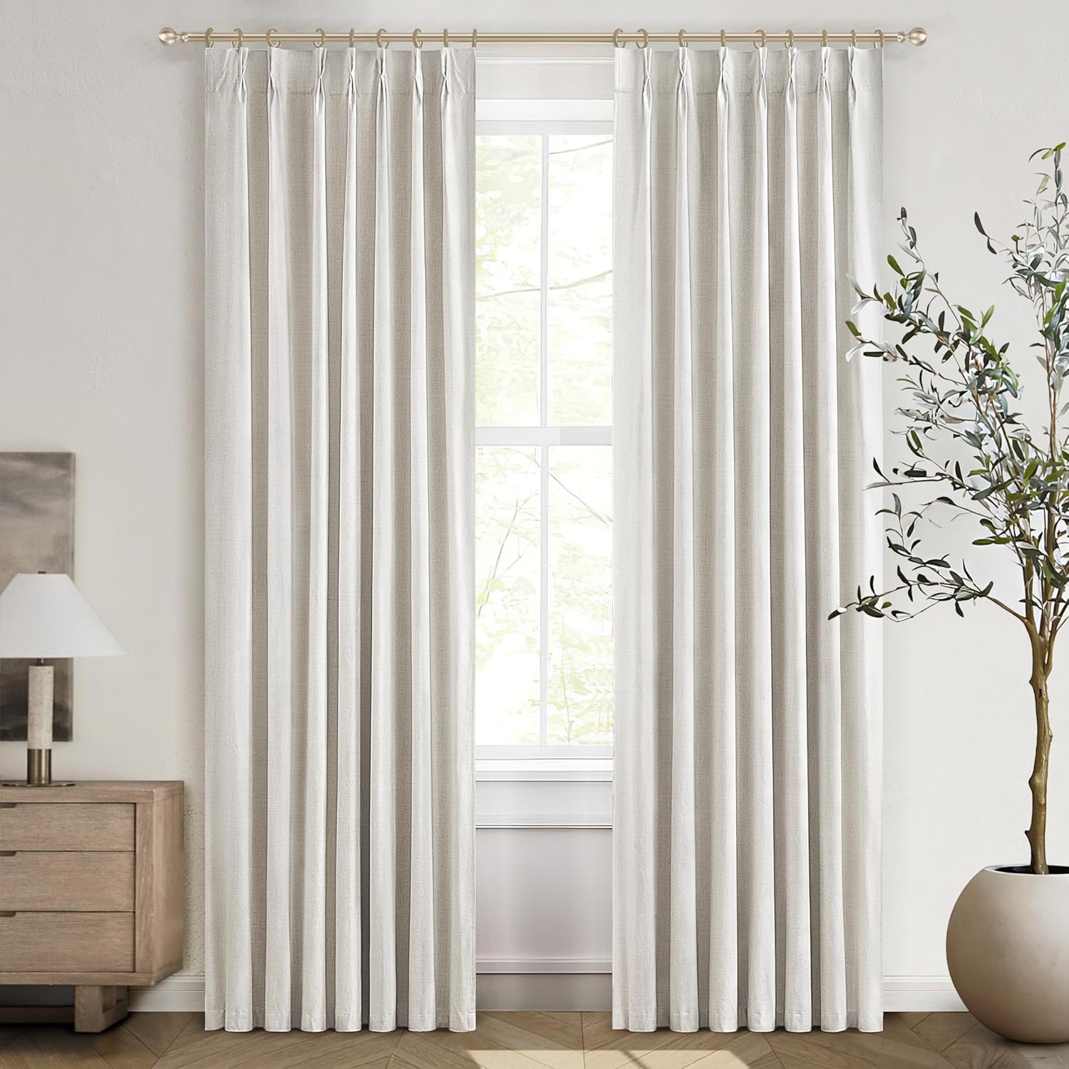 Neutral 86 Inch Nursery Blackout Window Curtains for Bedroom 86 Inches Long, Thermal Curtains for