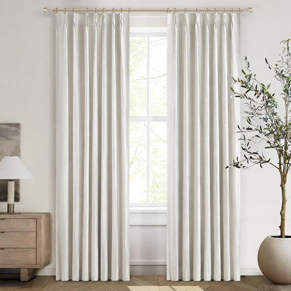 Blackout Curtains 95 Inches Long Custom Rustic Curtain for Living/Dining Room Darkening Linen