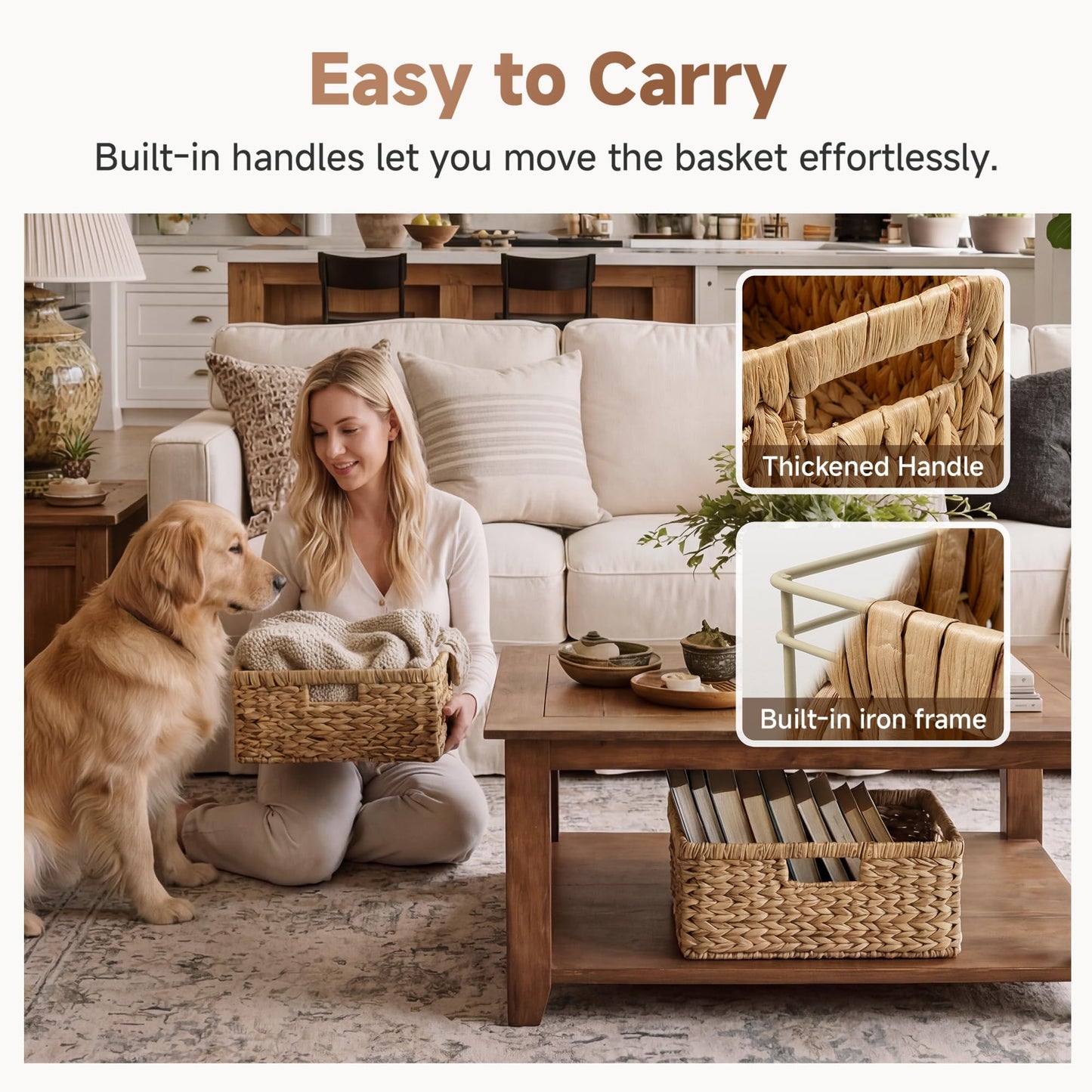 StorageWorks Large Wicker Baskets for Storage,Woven Basket for Gifts,1-Pack
